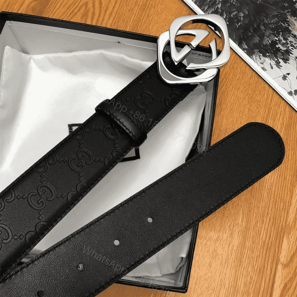 View 3 of GUCCI BLACK S.SI.MA LEATHER BELT WITH SQUARE G BUCKLE – B4