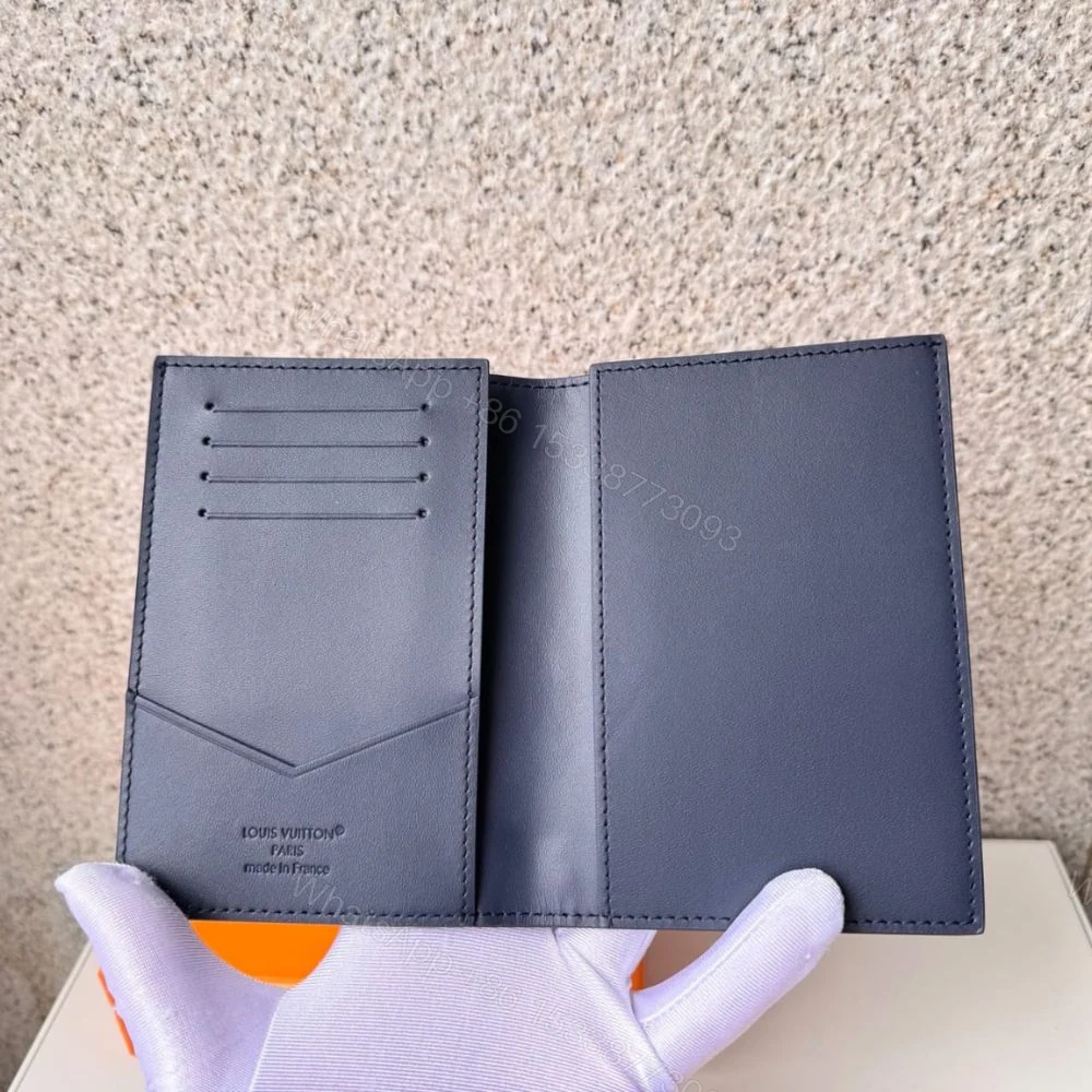 View 5 of Louis Vuitton Passport Cover Monogram Shadow Navy Blue 14Cm M14792