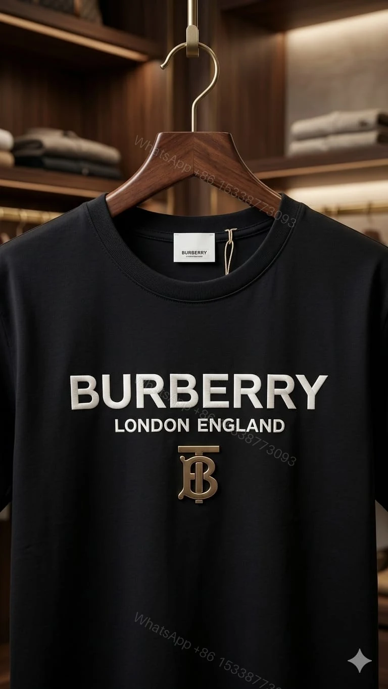 View 4 of First Copy Burberry Premium Cotton Lycra Round Neck T-Shirt — 7A Quality Replica