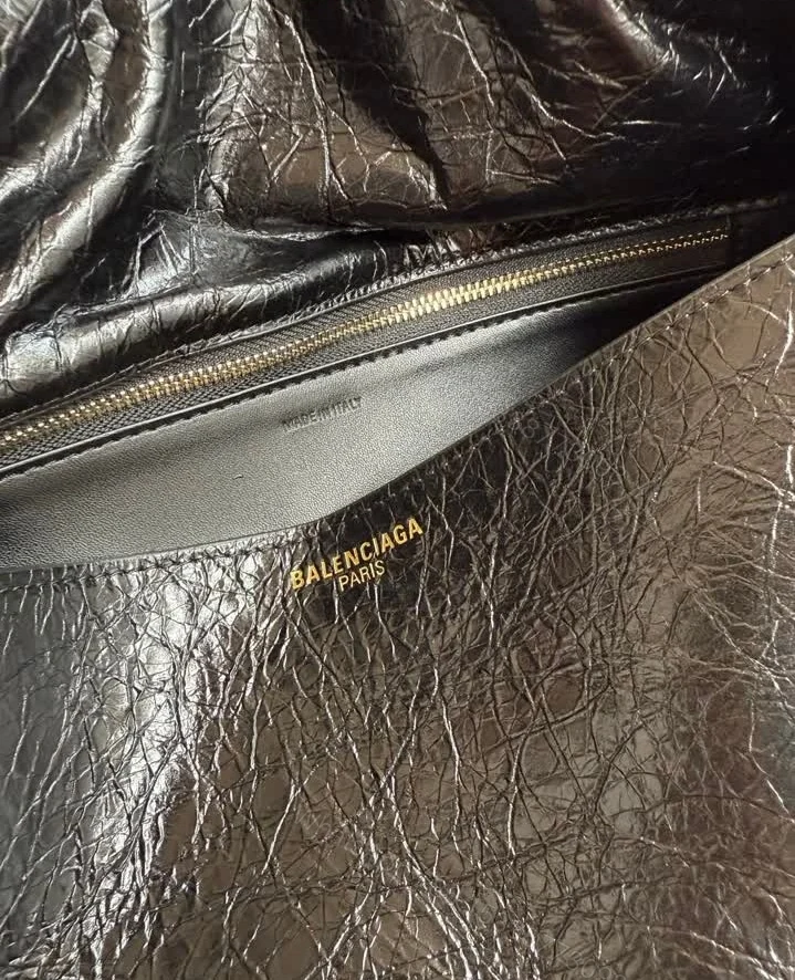 View 7 of Balenciaga Replica Clicca Medium Black Leather Shoulder Bag