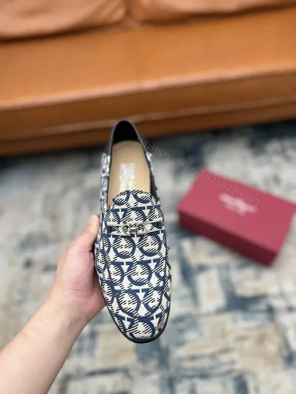 View 8 of Navy Monogram Gancini Loafers: Premium Italian Luxury Shoes