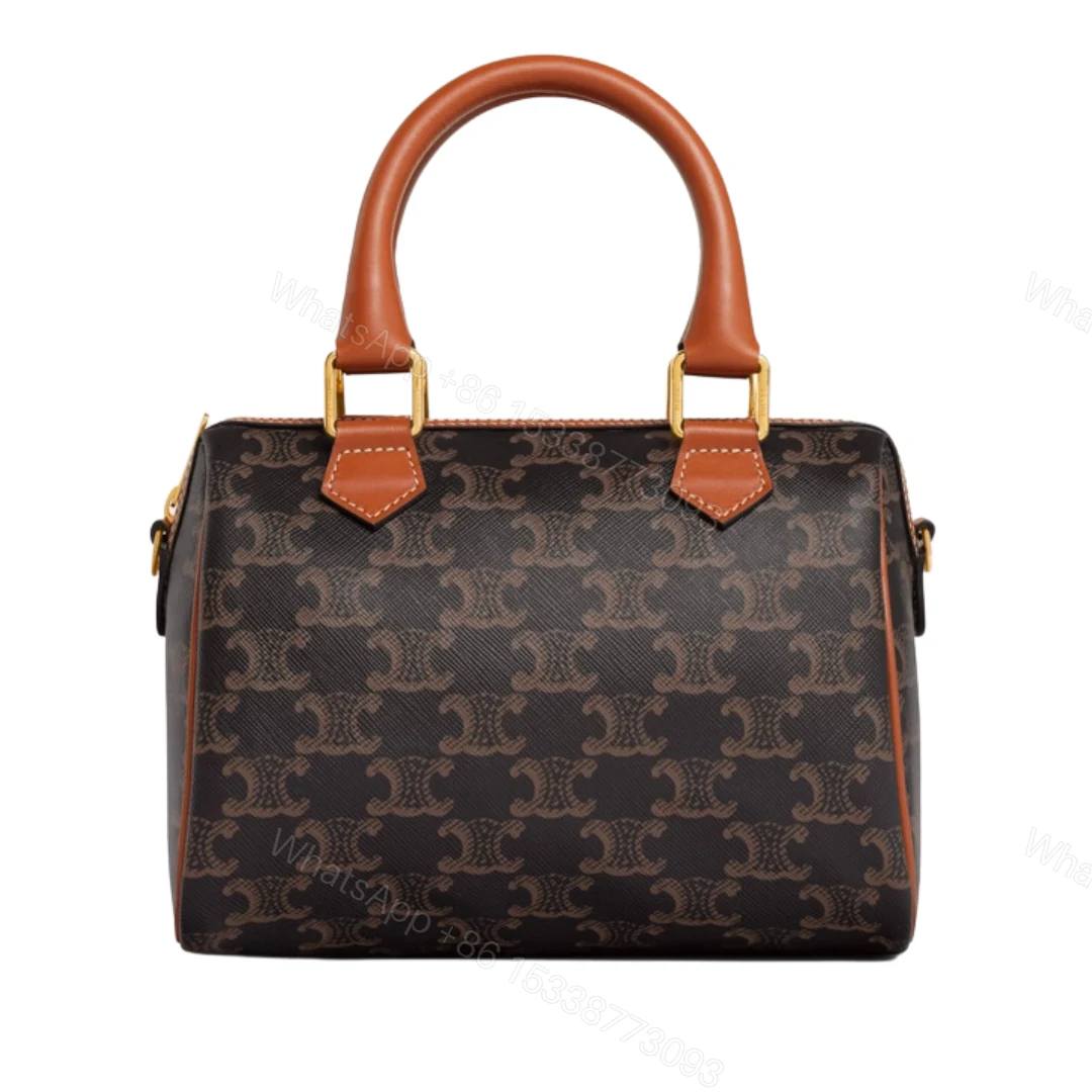 CELINE SMALL BOSTON CUIR TRIOMPHE IN TRIOMPHE CANVAS AND CALFSKIN TAN — view 1