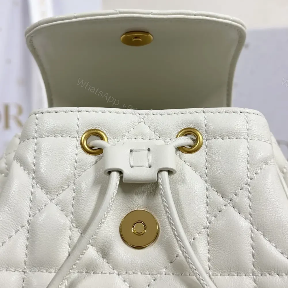 View 6 of 高仿Dior*Caro系列M6302M030小羊皮雙肩包白色小號免檢版