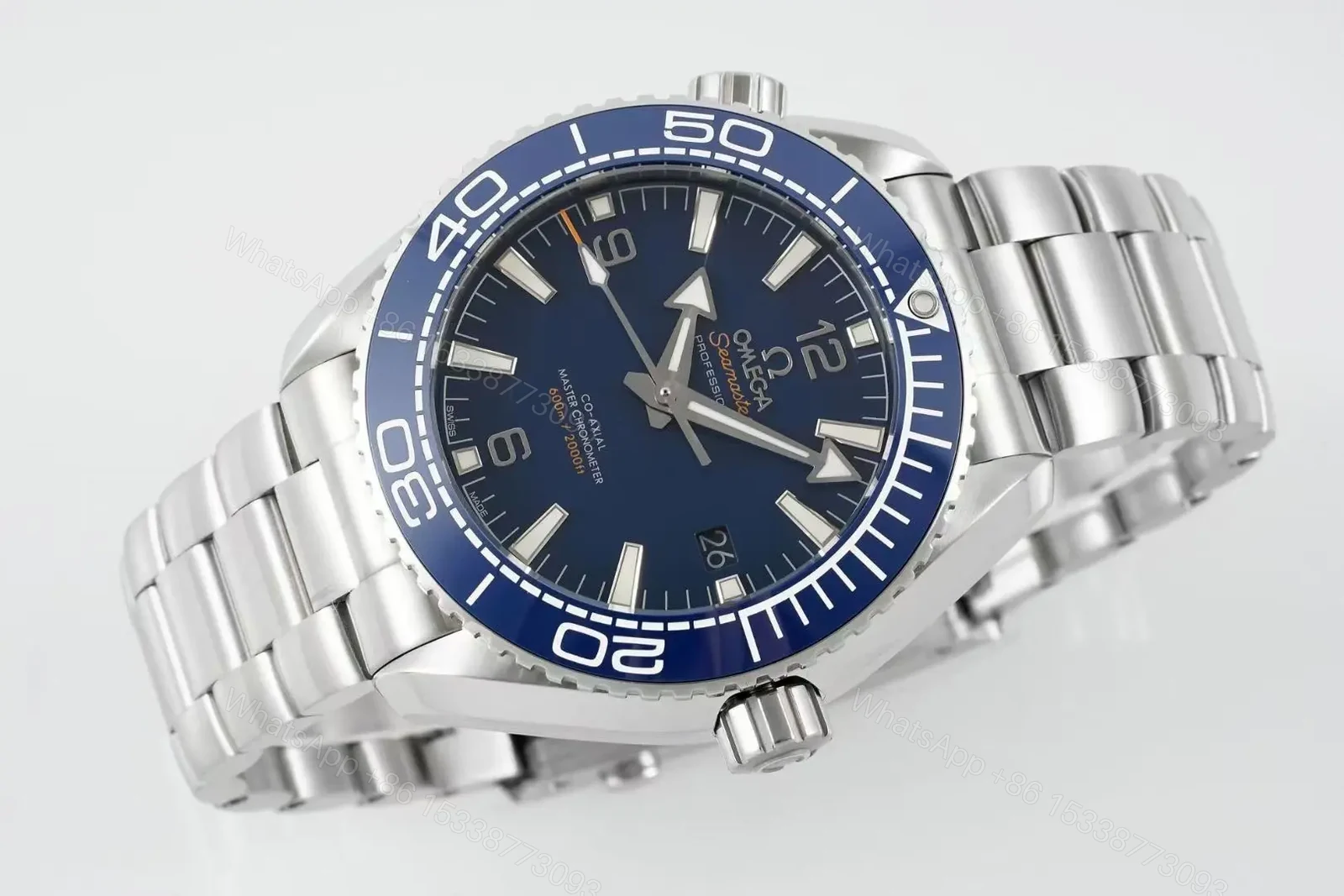View 3 of Omega Seamaster Planet Ocean 600M Diver’s Watch Quarter Orange Blue Dial Stainless Steel Bracelet 43.5mm