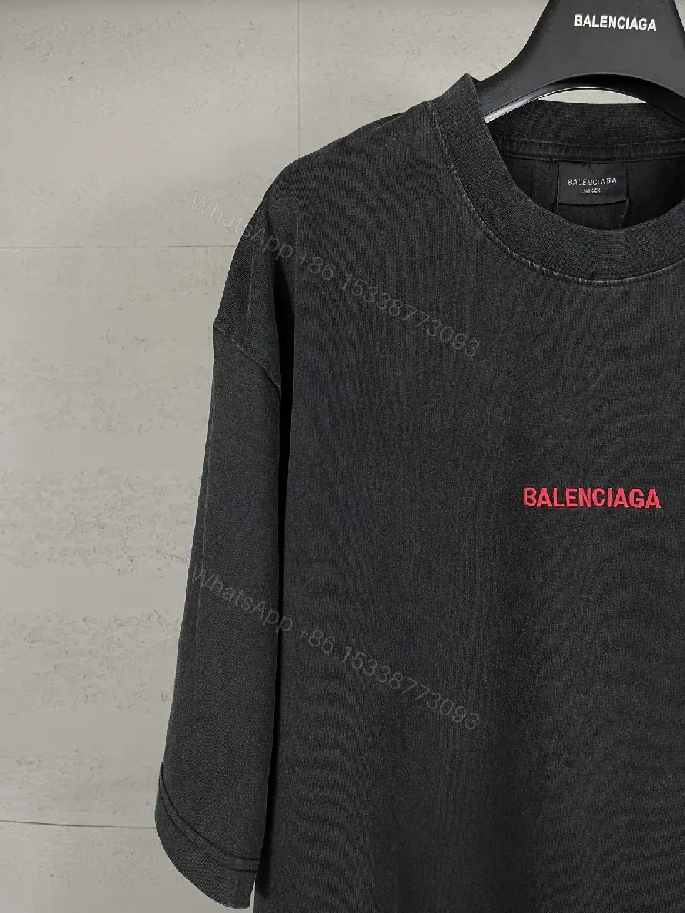 View 4 of Oversized Black Tee Dress with Subtle Red Logo, Modern Couture Edge