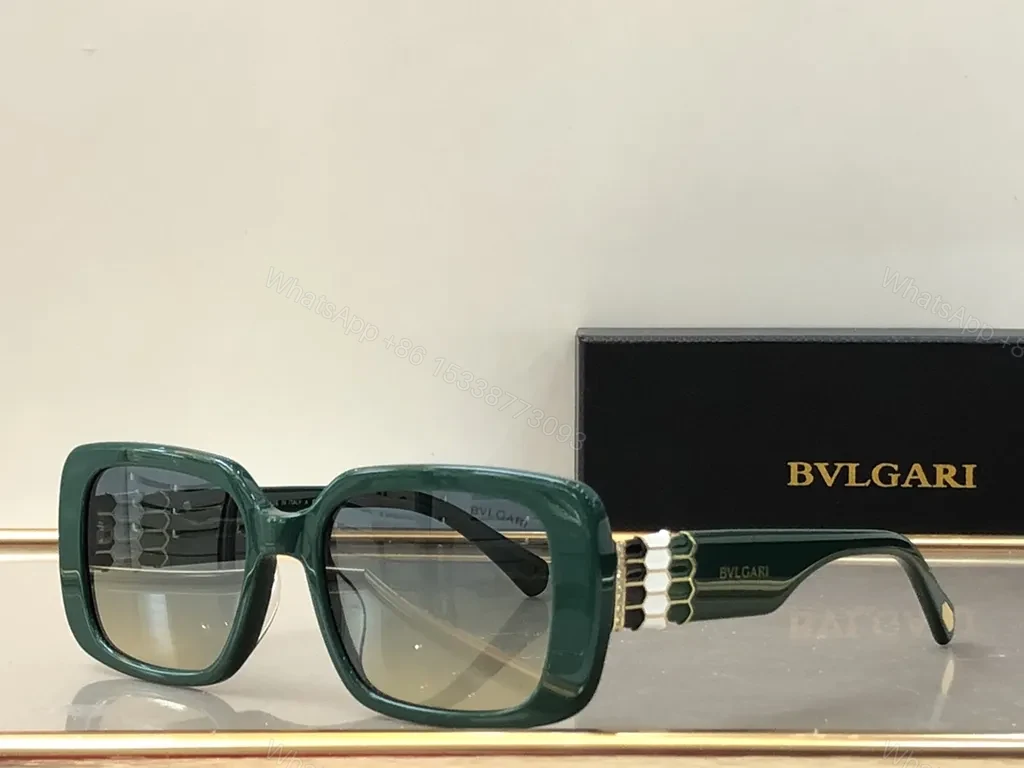 Green Luxe BVLGARI Sunglasses: Oversized Green Frame, Signature Shine — view 1