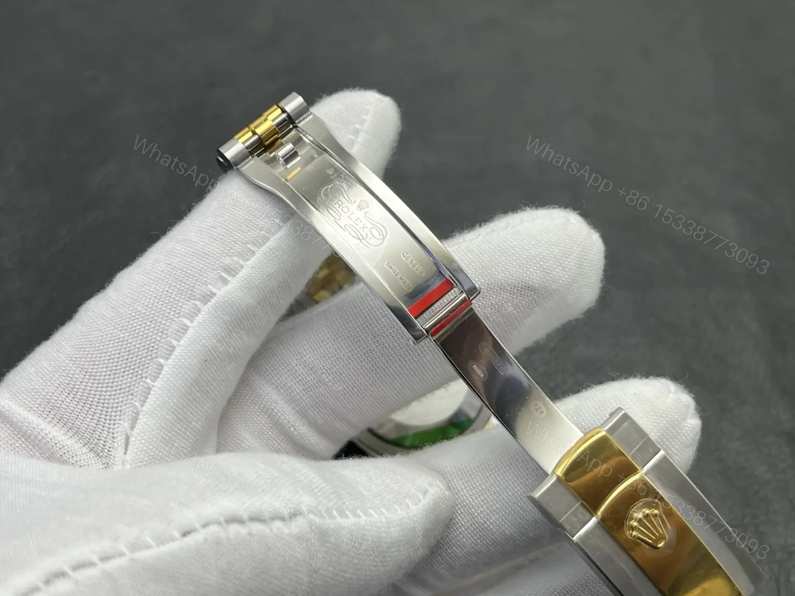 View 8 of Rolex Datejust 36 Stainless Steel Yellow Gold Fluted Champagne Palm Diamond Jubilee 126233-0043