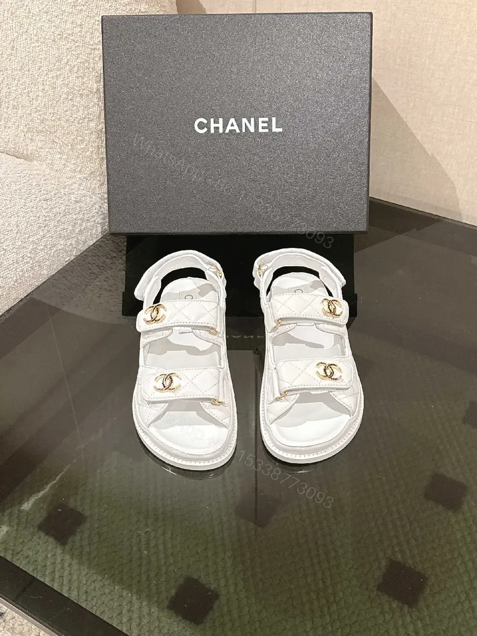 View 7 of White Leather Quilted Sandals - Cushioned, All-Day Comfort