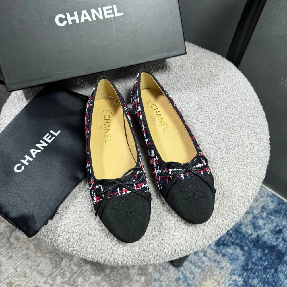 View 5 of Chanel Ballerina Flat Shoes Tweed In Black