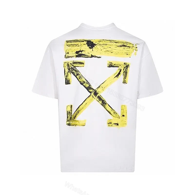 Bold White/Yellow Graphic Tee: Modern Cropped-Cut Streetwear — view 1