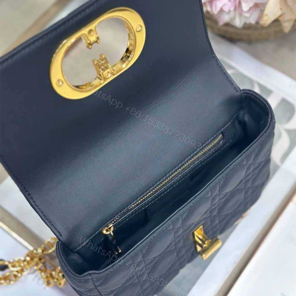View 8 of 高仿Dior*Caro系列M9240M901小牛皮鏈條包黑金小號免檢版