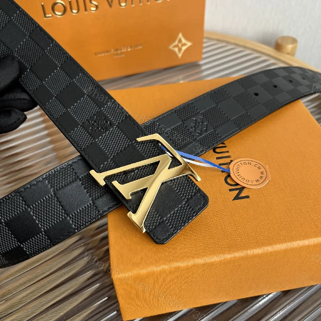 View 7 of Polished Monogram Belt: Black Leather, Gold Buckle, Luxe Style