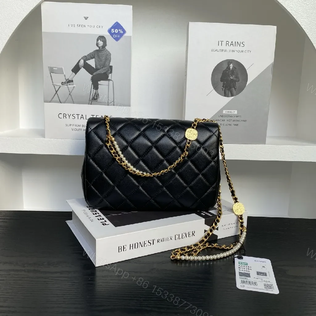 View 6 of Chic Black Quilted Mini Bag with Gold Chain