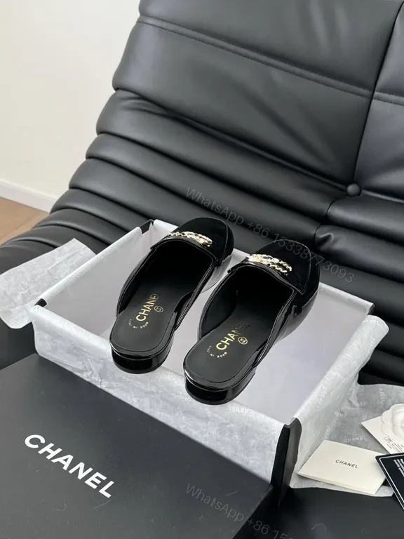 View 6 of Chic Patent Leather Mules â€“ Chanel-Inspired, Slip-On Luxury