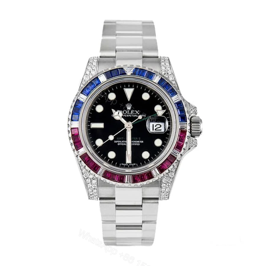 Rolex GMT-Master II Super Clone: White Gold Diamond Bezel 40mm — view 1