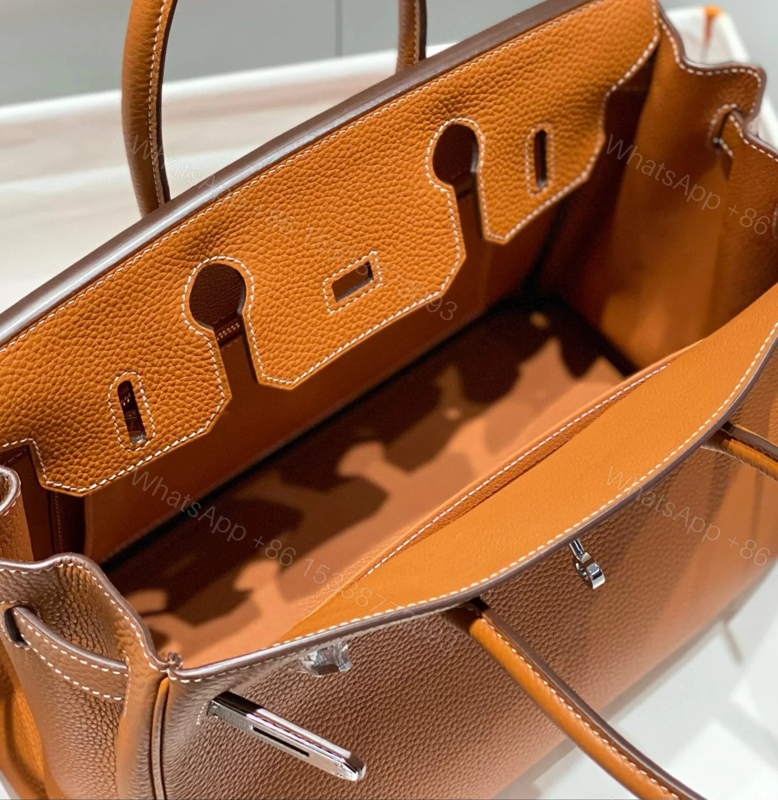 View 2 of Hermes Brikin 30 Brown with Sliver Hardware