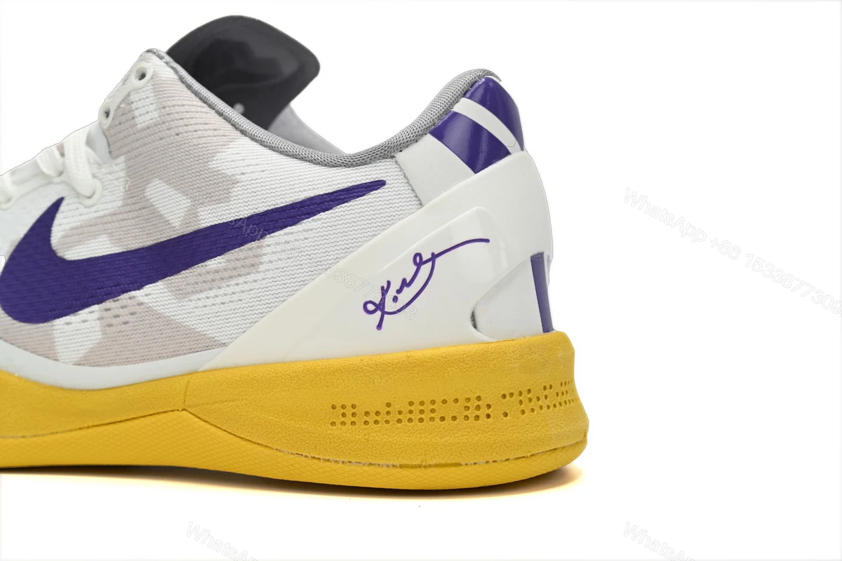 View 7 of Nike Kobe 8 Low WhitePurple-Yellow 555035-101