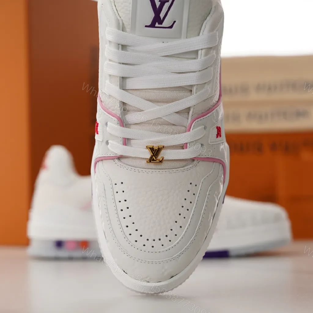 View 8 of White Leather Low-Top Sneaker with Subtle Accents