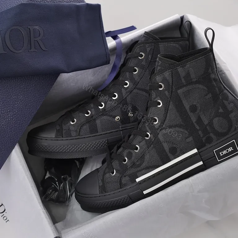 View 7 of Black Monogram Dior High-Top Sneakers with Luxe Street Style