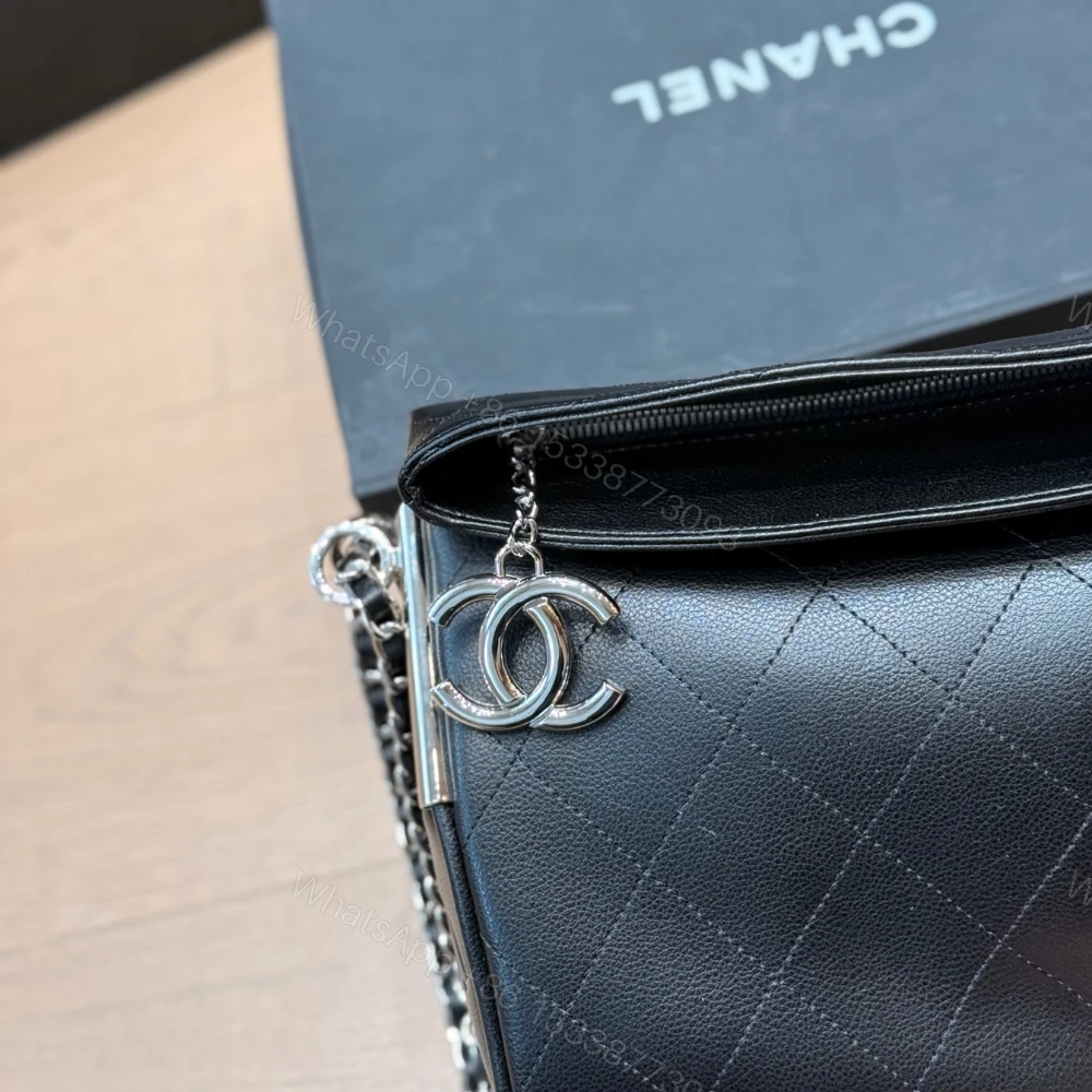 View 4 of Chanel Ultimate Soft Hobo Bag Silver Hardware Black 38Cm