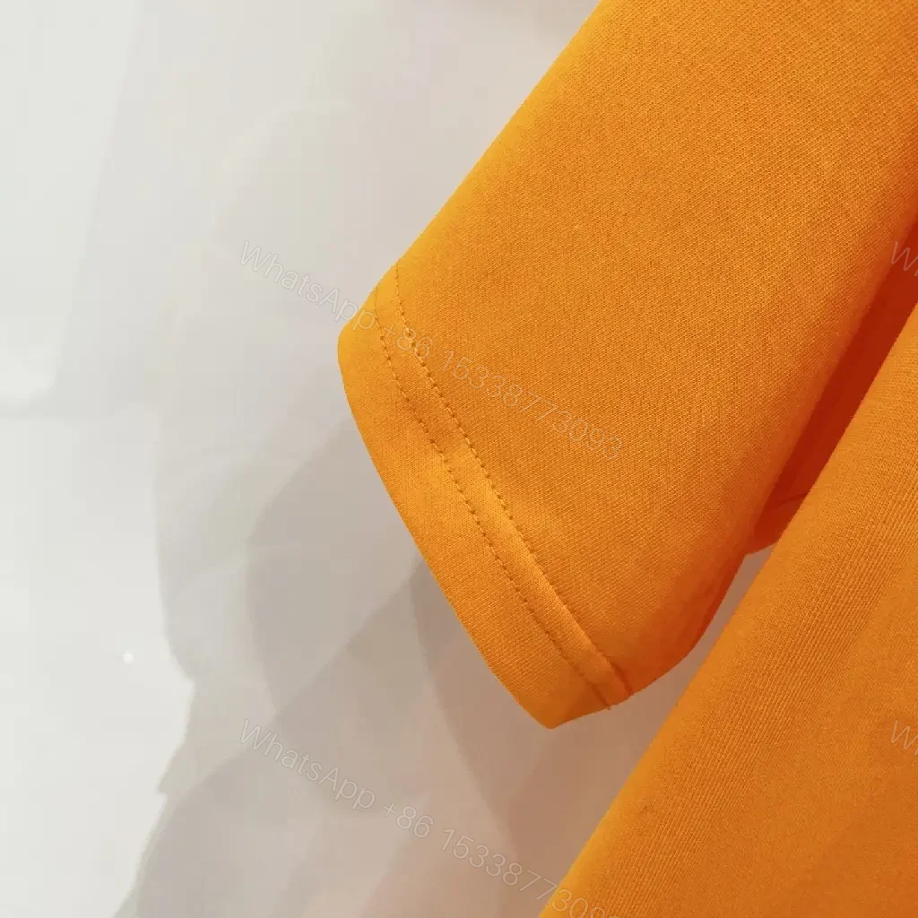 View 6 of Bright Orange Cotton-jersey Tee with Graphic Stripe - Premium Streetwear