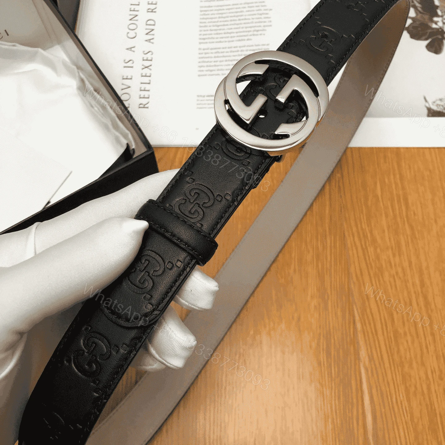 View 5 of GUCCI INTERLOCKING-G LEATHER BELT – B7