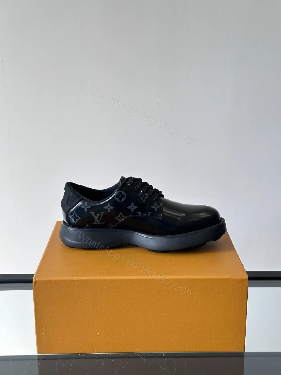 View 6 of Chic LV-Patterned Leather Derby Sneakers: All-Day Comfort