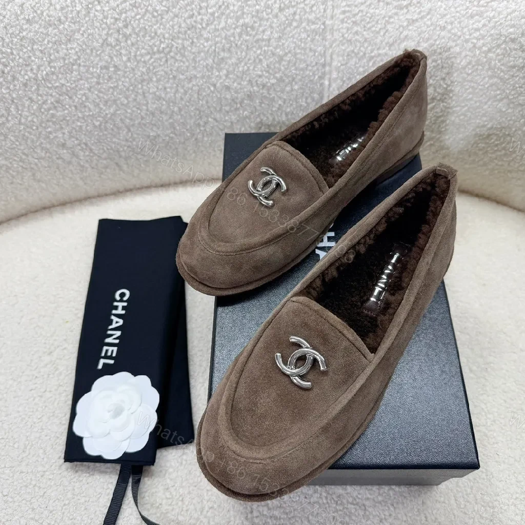 Brown Suede Loafers + Suede + Loafer + Designer-inspired emblem + Loafers — view 1