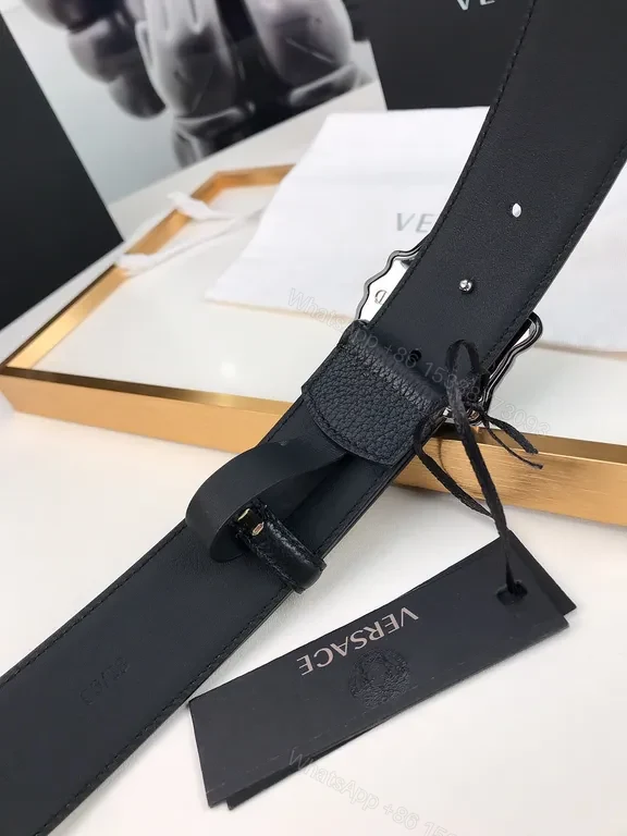 View 7 of Iconic Medusa Buckle Belt: Premium Black Leather, Versace Style