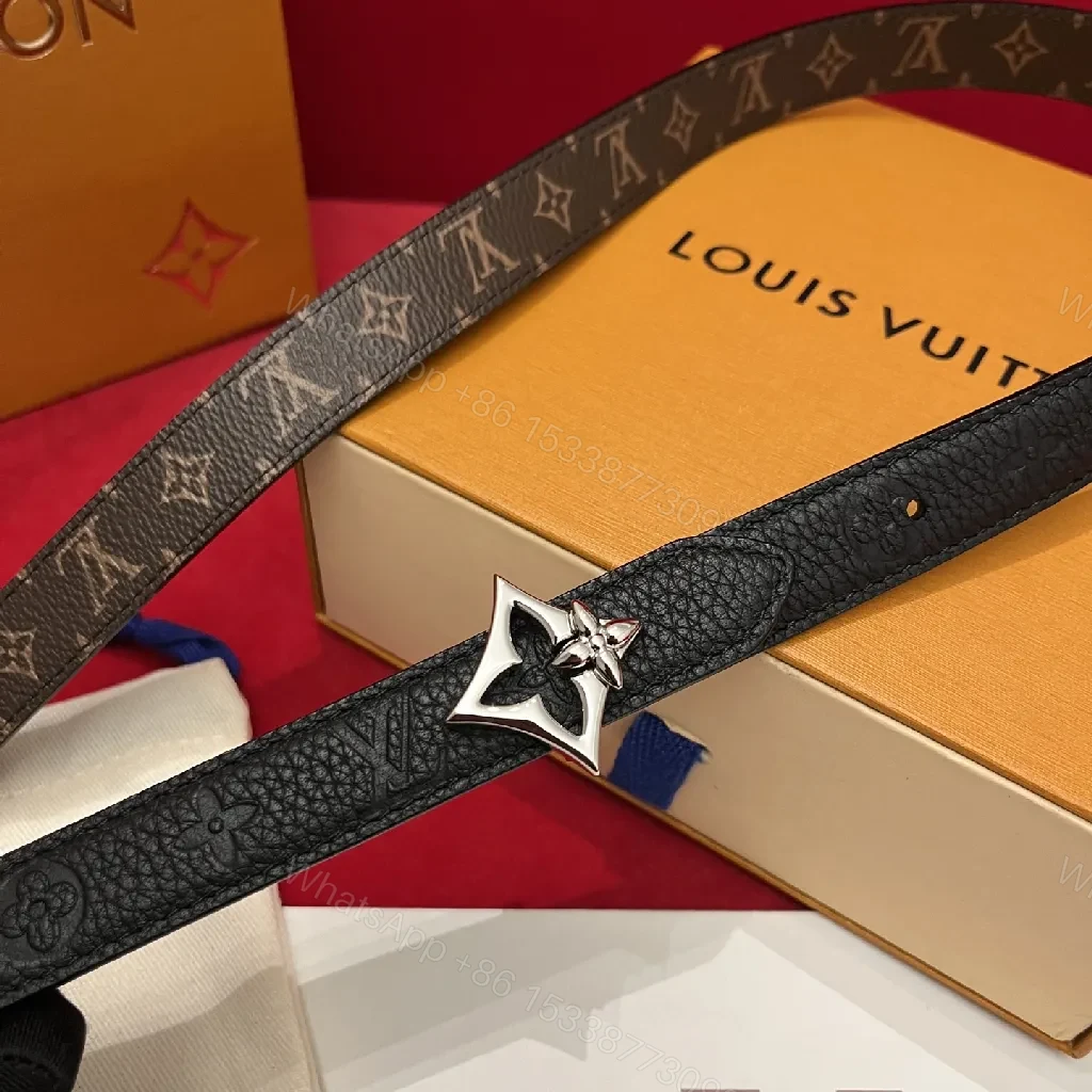 View 7 of Chic Textured Leather Belt — Monogram Accent, Slim Style, Versatile Accessory