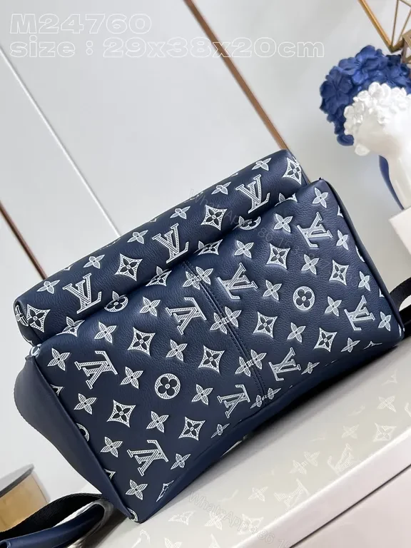 View 2 of Navy Monogram Black Zipper Backpack – Replica Louis Vuitton Style
