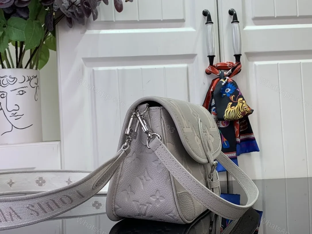 View 3 of Soft Gray Pebble Leather Monogram Flap Bag - Everyday Luxe