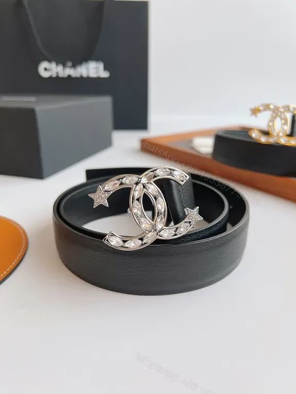 Crystal CC Belt: Polished Leather Luxury Belt, All-Season Style — view 1