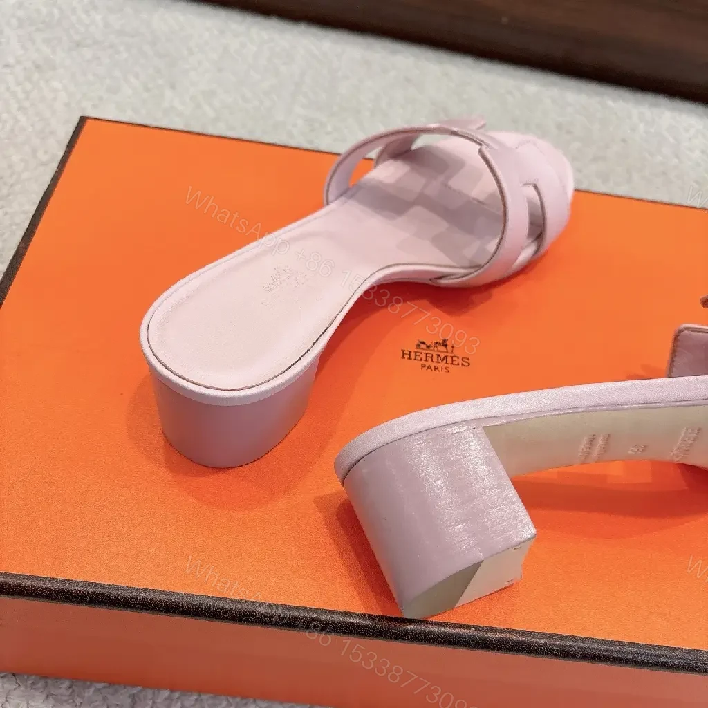 View 7 of Lavender Leather Slides with Block Heel – Luxurious Comfort