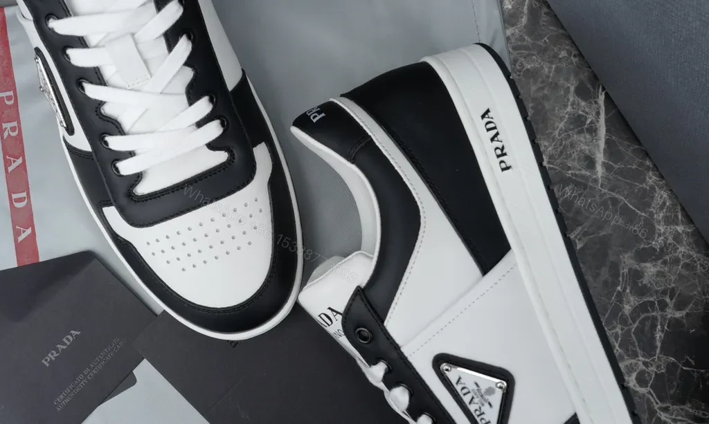 View 4 of Monochrome Prada Leather Sneakers â€“ All-Day Comfort