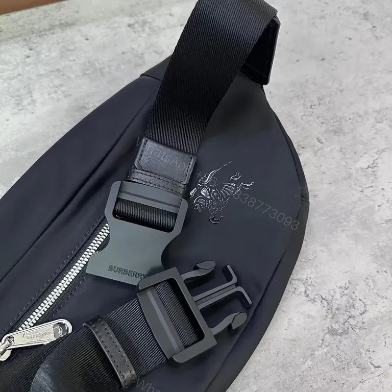 View 9 of Black Nylon Belt Bag by Burberry â€“ Subtle Signature, Hands-Free