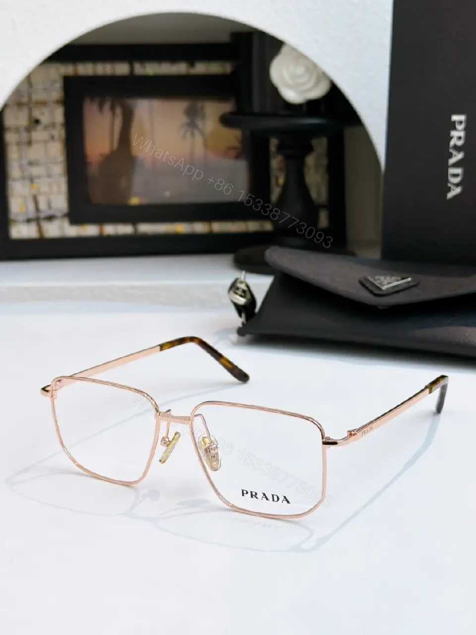 View 9 of Gold-Tone Rectangular Glasses: Luxury-Feel Precision Eyewear