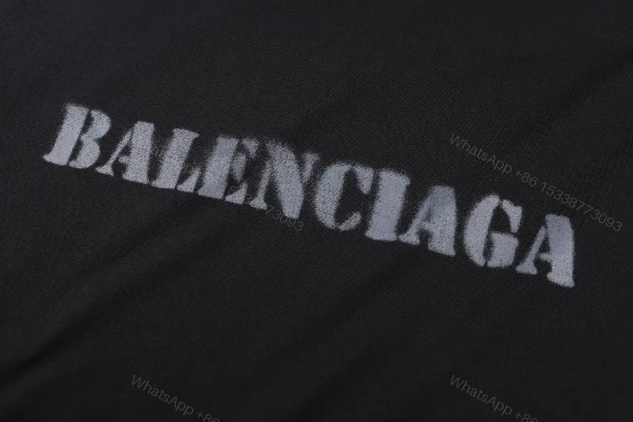 View 10 of Black Fabric Casual Oversized Tee Distressed BALENCIAGA Logo T-Shirt