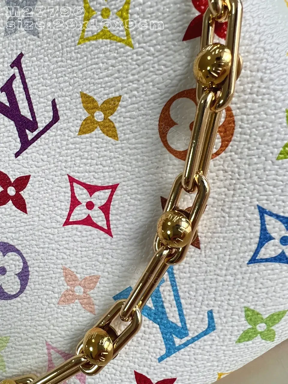 View 5 of Colorful Monogram Hobo Bag - Rainbow Print, Structured, Crossbody