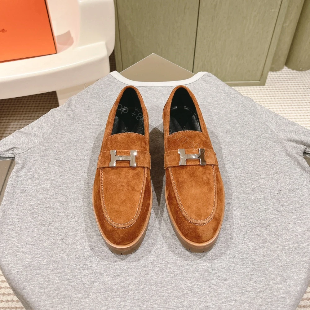 高仿Hermes*H222054ZA3羊京料樂福鞋棕色免檢版 — view 1