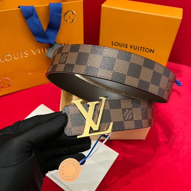 View 5 of Premium Damier LV Belt: Canvas + Stainless Buckle, Adjustable Comfort