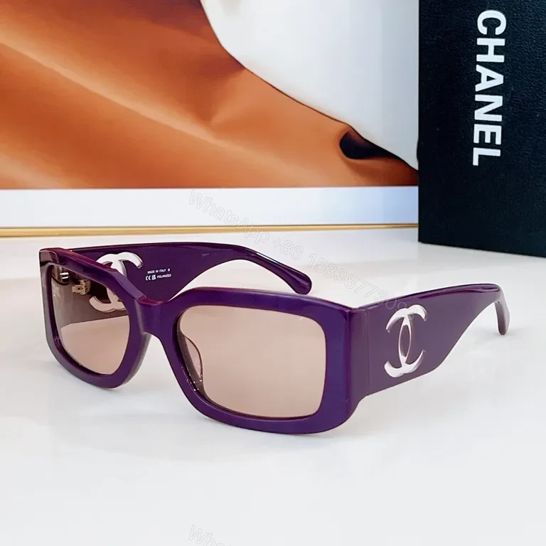 View 2 of Bold Chanel Sunglasses: Black Acetate, Wide Blocky Frames, Logoed Edge