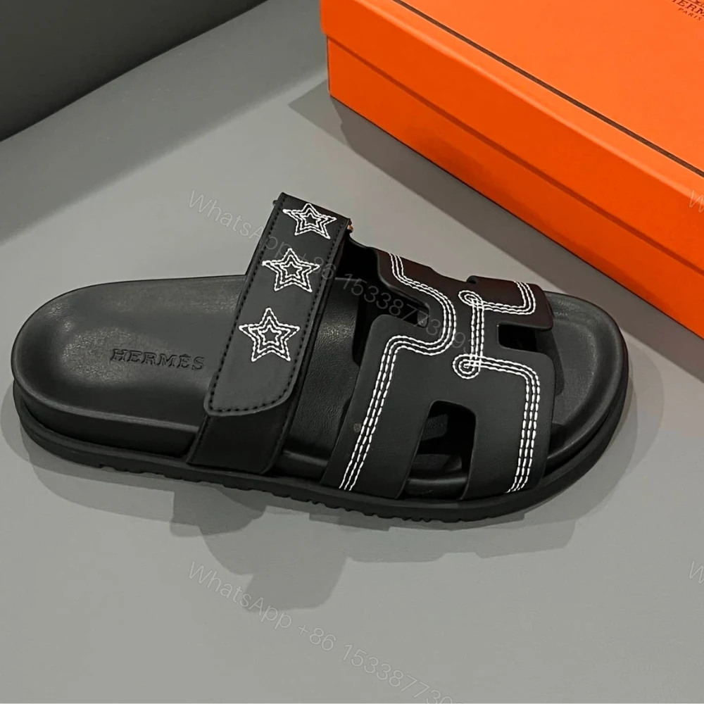 View 4 of Hermes Chypre Sandal Star Stitched Noir H232142Z 02340