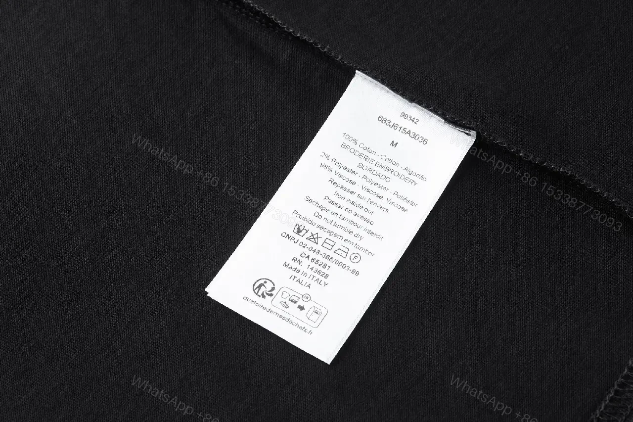 View 4 of Black Cotton T-Shirt with Green Clover Embroidery Dior Logo