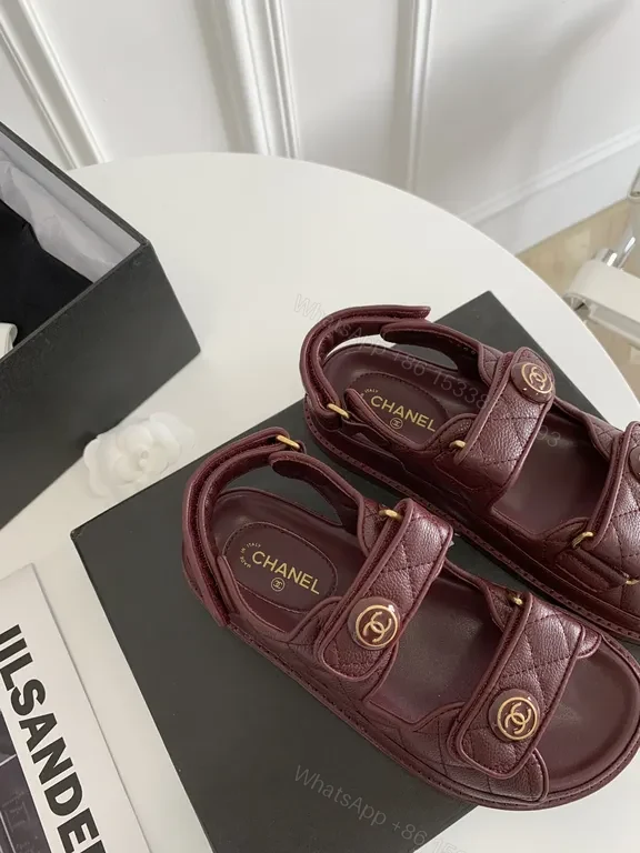 View 4 of Maroon Leather Sandals â€” Quilted Strap, Luxe Everydayâœ ̈