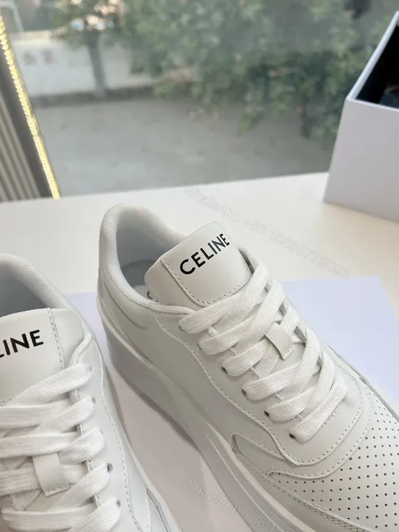 View 9 of Celine White Leather High-Top Sneakers: Luxury Comfort