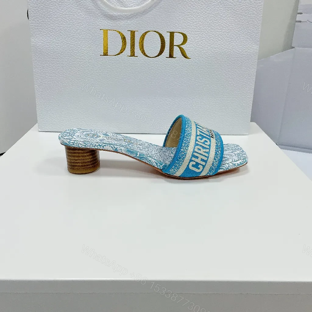 View 7 of Patterned Linen Sandals with Bold Branding - Open-Toe Slide