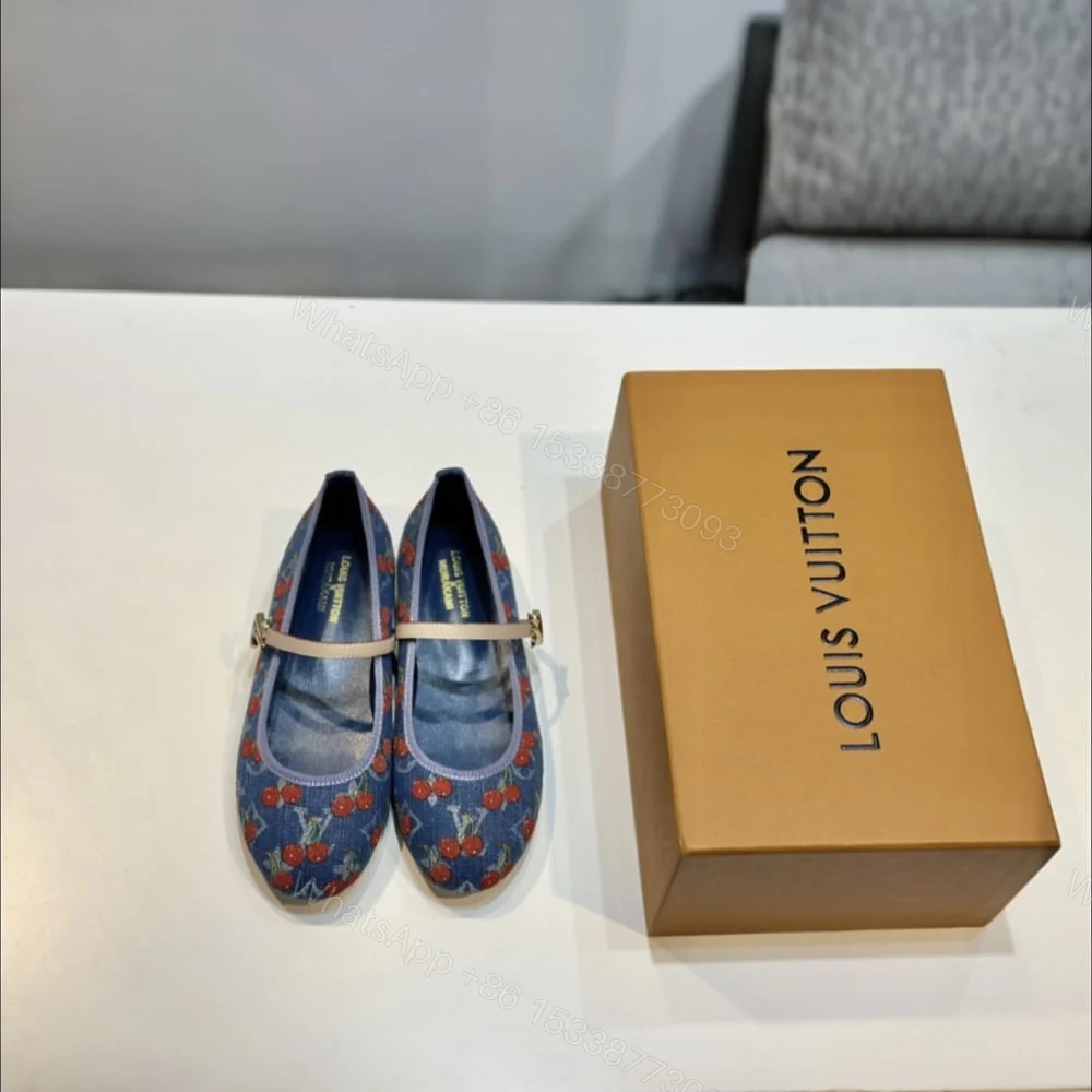 View 4 of LOUIS VUITTON X TAKASHI MURAKAMI ROMY FLAT BALLERINA MONOGRAM CHERRY DENIM 1AHKOV
