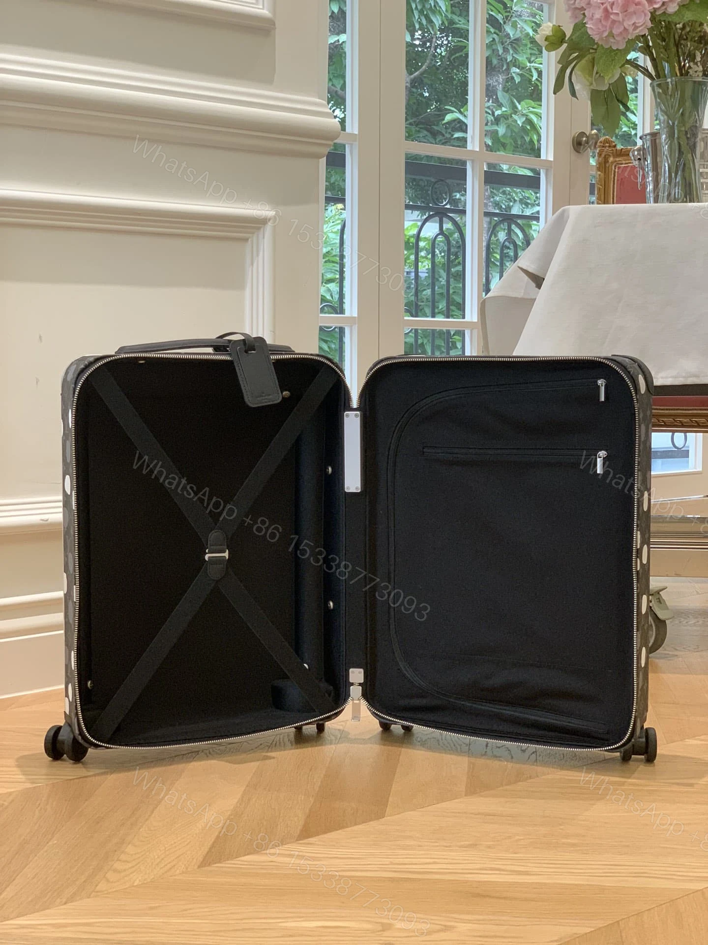 View 9 of Louis Vuitton X Yayoi Kusama Horizon 55 Suitcase Grained Leather Black 55Cm