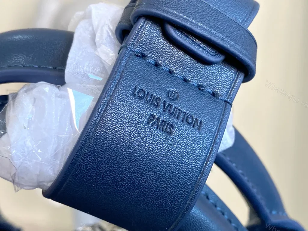 View 2 of Bold Blue Duffle Bag: Pebble Leather-Inspired Luxury Carryall